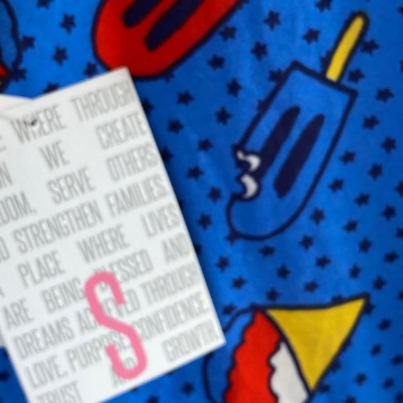 Lularoe Randy Print Shirt Top Women's Small Short Sleeve Popsicle Blue NEW - Picture 11 of 12